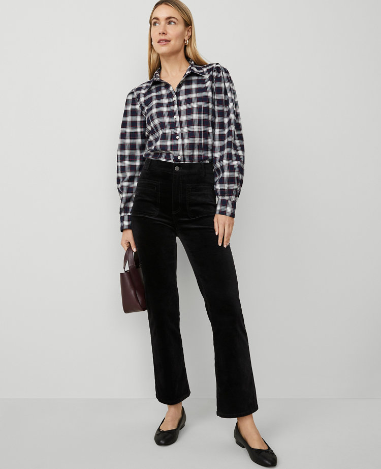 Petite Stretch Velvet Patch Pocket Pant