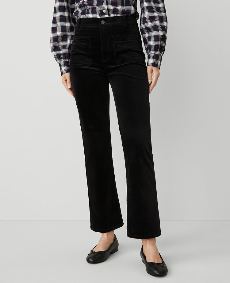 Petite Weekend Collection Stretch Velvet Patch Pocket Pant
