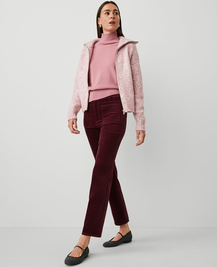 Petite Weekend Collection Stretch Velvet Patch Pocket Pant