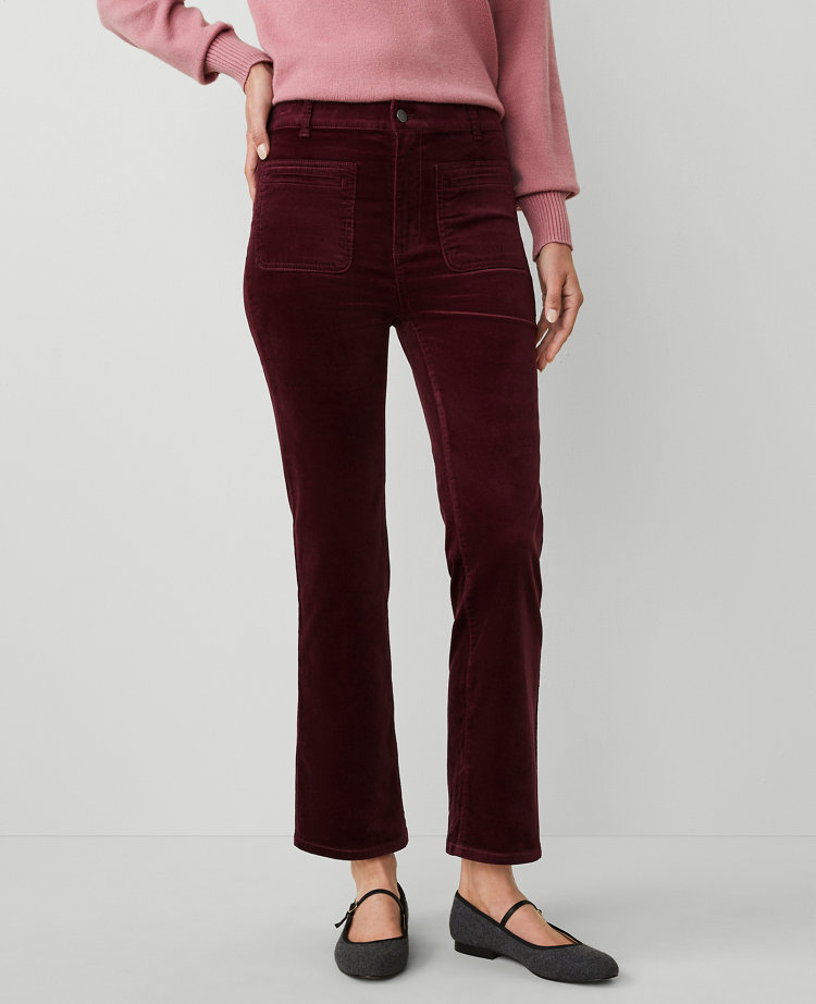 Petite Weekend Collection Stretch Velvet Patch Pocket Pant