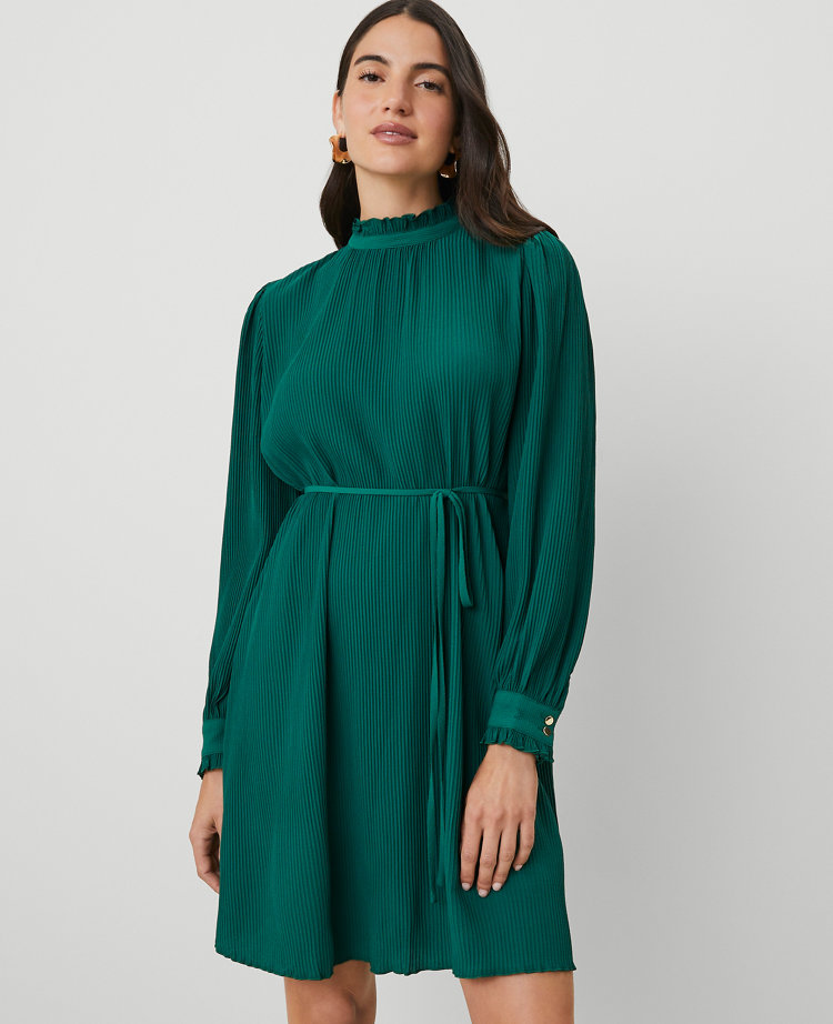 Plisse Belted Shift Dress