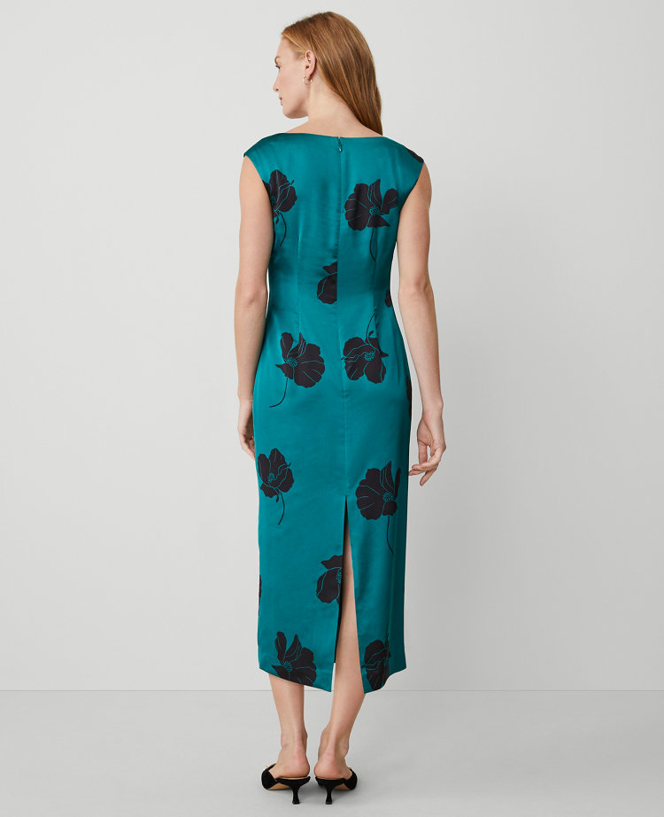 Petite Floral Square Neck Column Maxi Dress