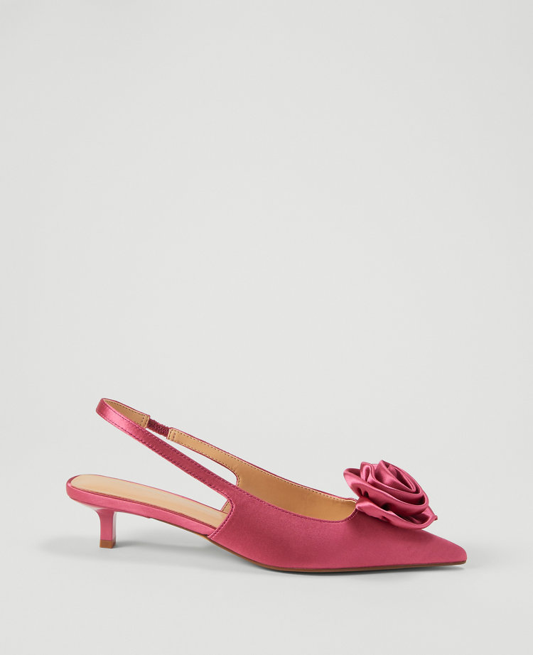 Rosette Satin Slingback Pump