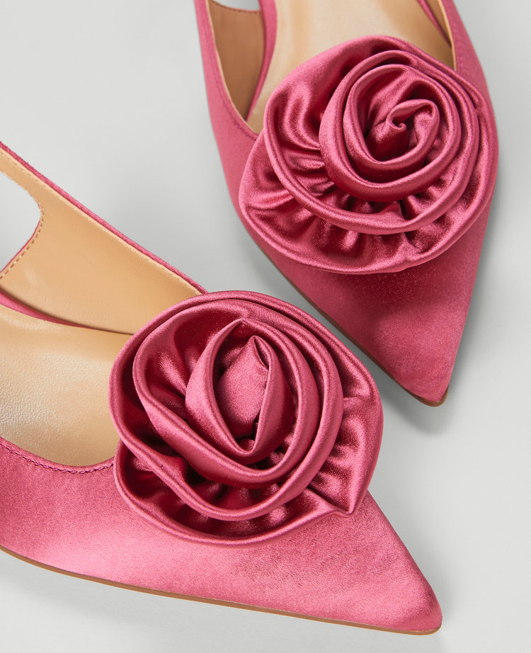 Rosette Satin Slingback Pump