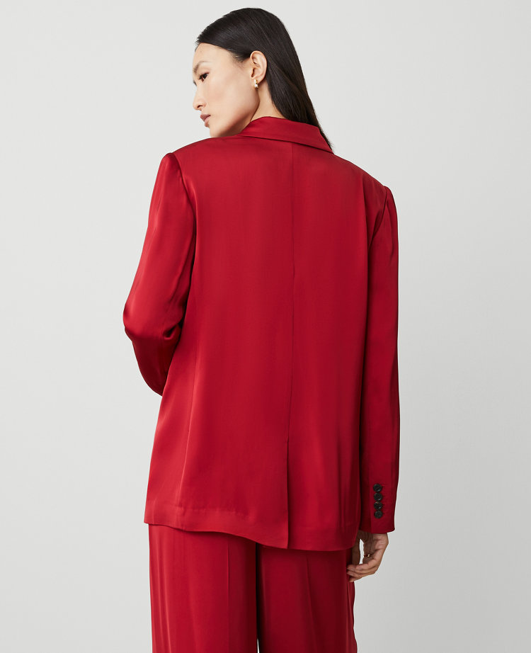 The Petite Longline Blazer in Satin