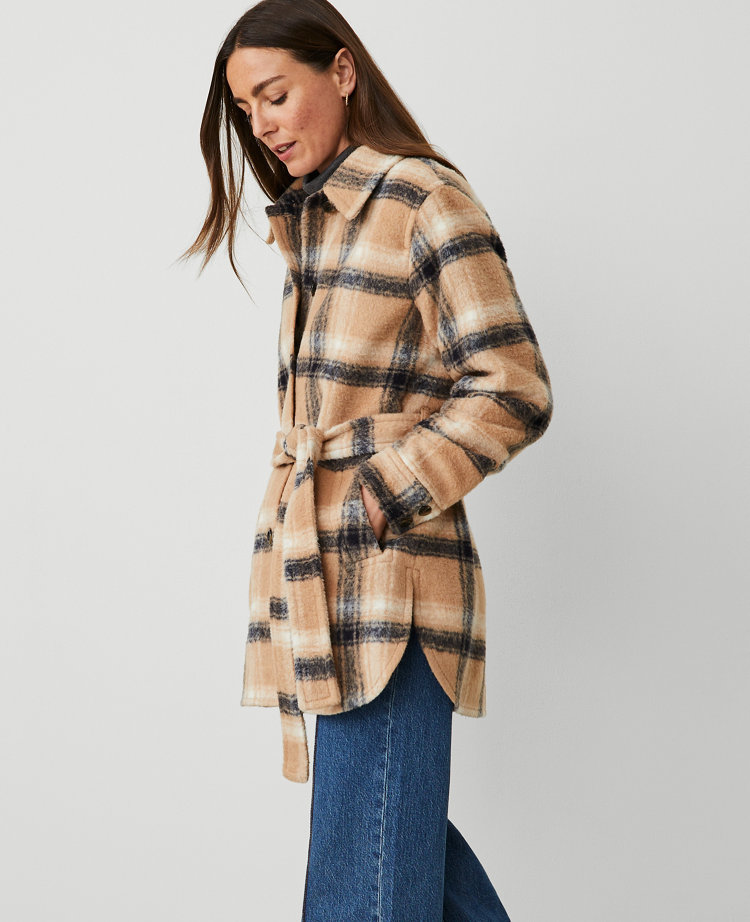 Petite Weekend Collection Plaid Belted Shacket