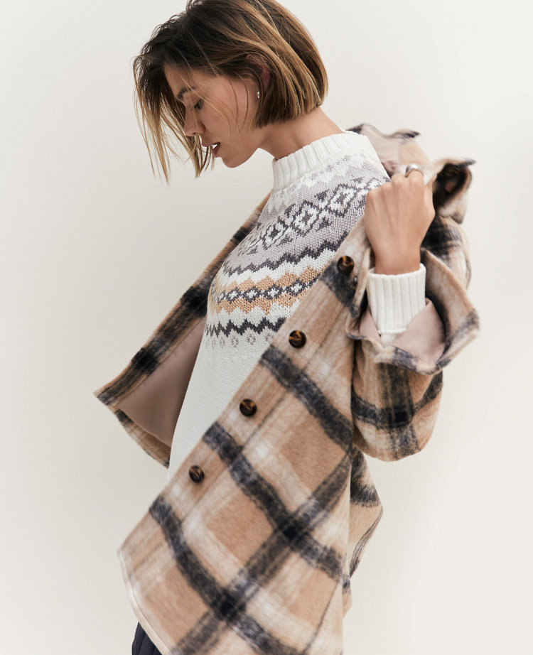 Petite Plaid Belted Shacket