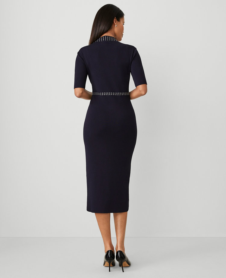 Petite Embellished Mock Neck Sweater Dress