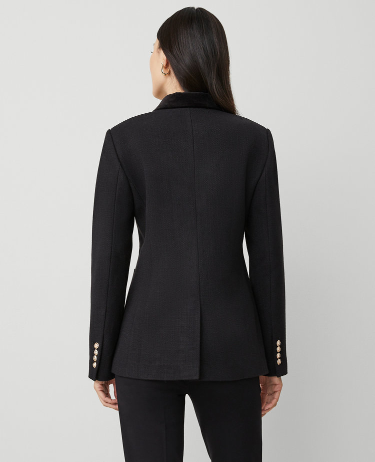 The Petite Greenwich Blazer in Basketweave & Velvet