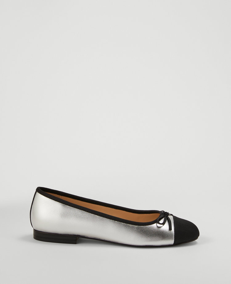 Cap Toe Metallic Ballet Flat