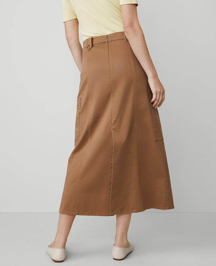 Sateen Cargo Midi Skirt