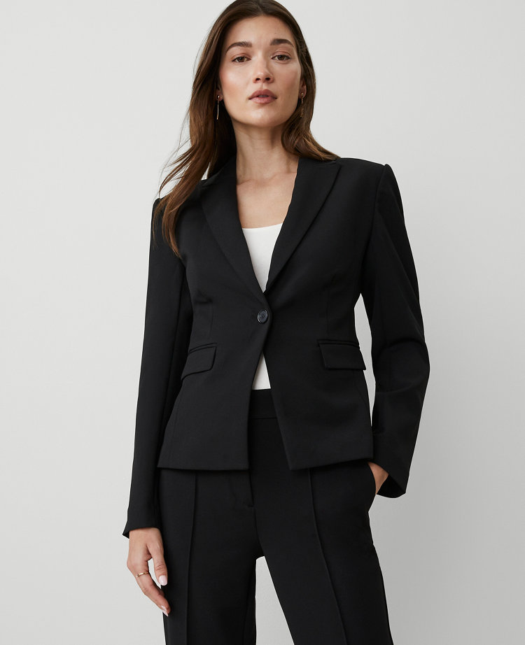 The Short One-Button Peak Blazer in Knit Crepe