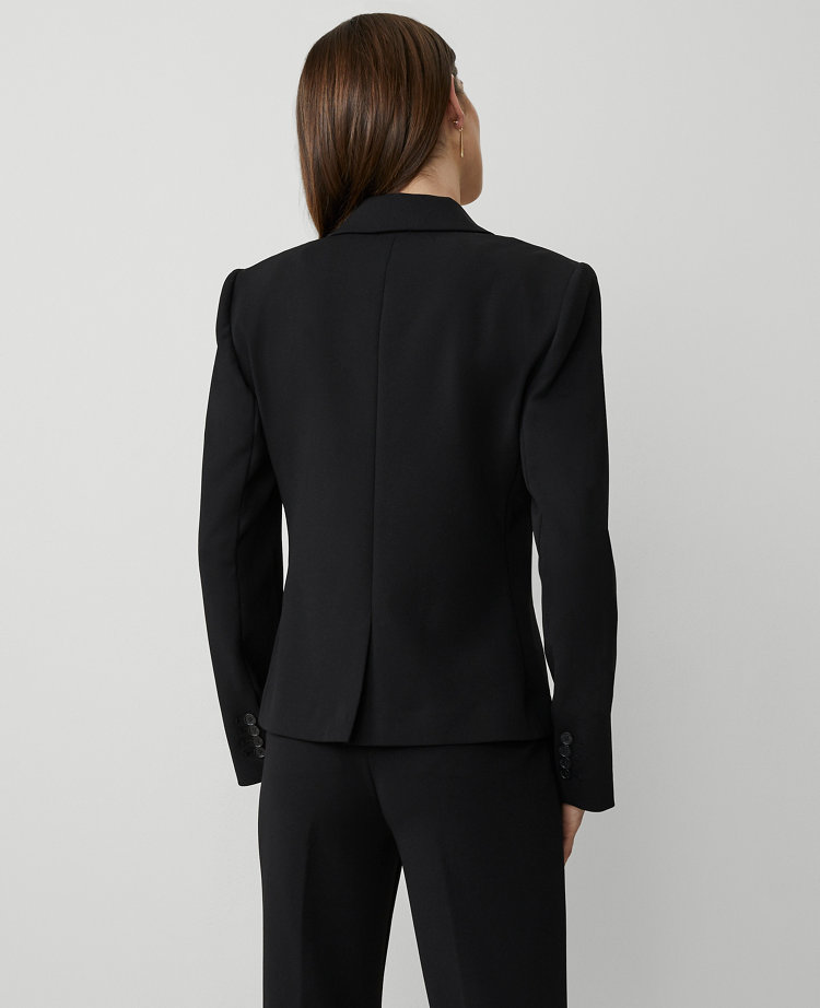 The Short One-Button Peak Blazer in Knit Crepe