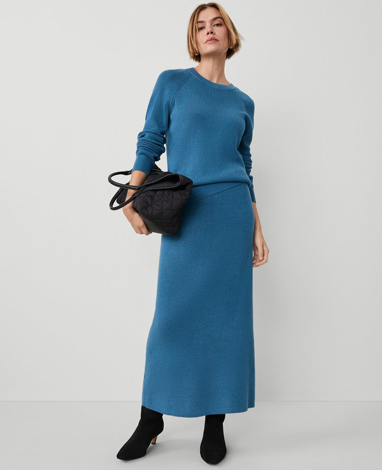 Petite Weekend Collection Ribbed Sweater Skirt
