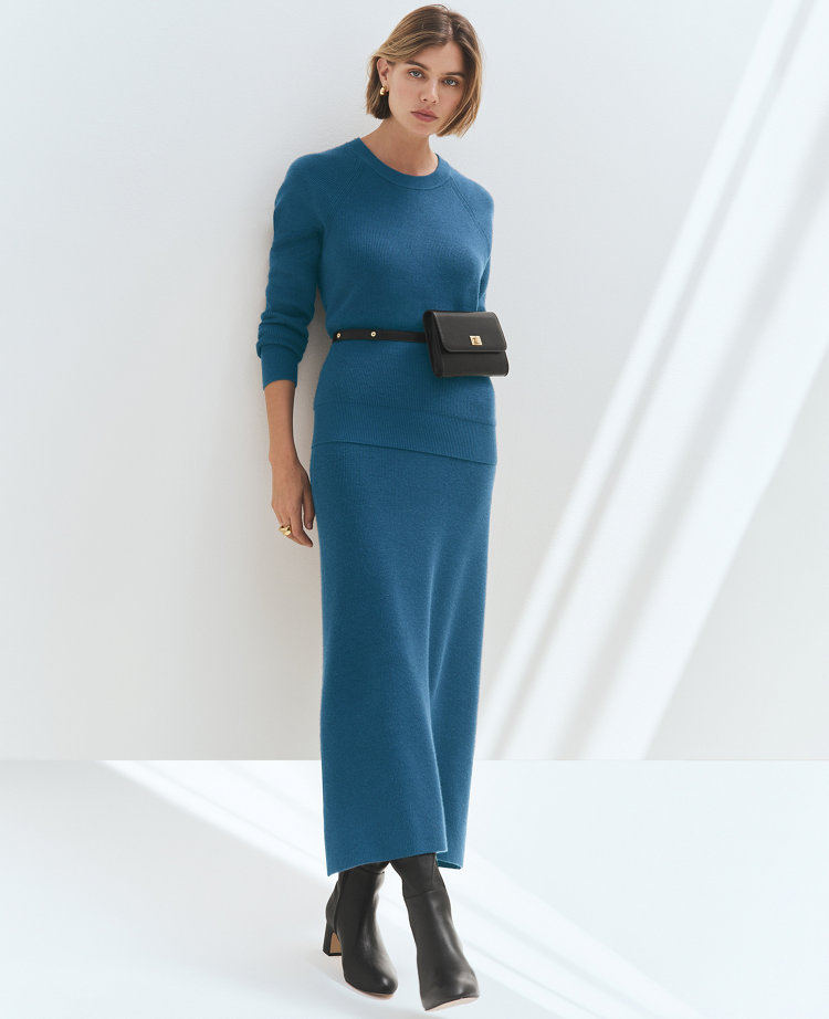 Petite Weekend Collection Ribbed Sweater Skirt