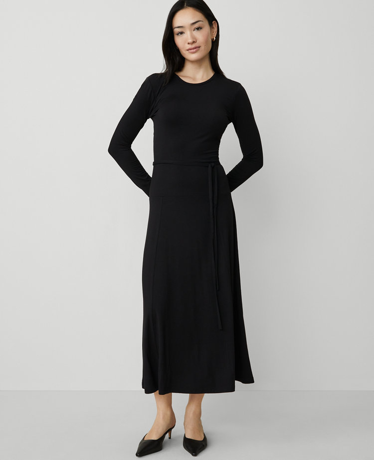 Long-Sleeve Knit Midi Dress