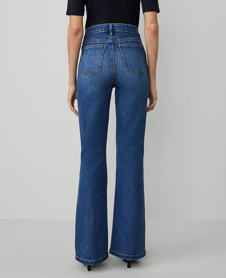 Ann Taylor The Tab Pocket Flare Jean In Modern Indigo Wash