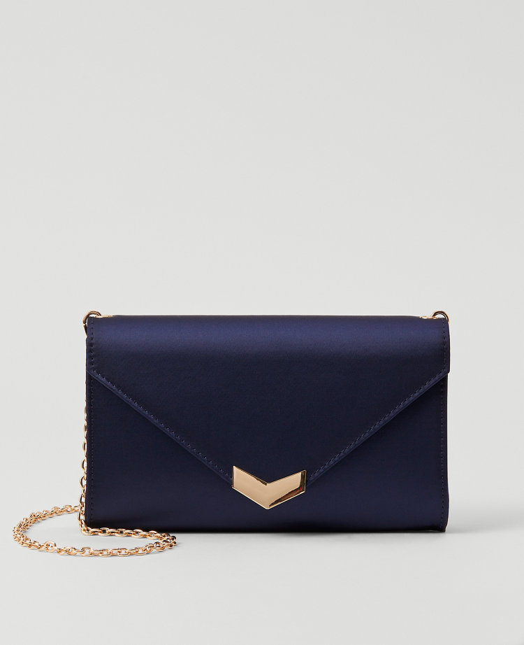 Front-Snap Satin Envelope Clutch