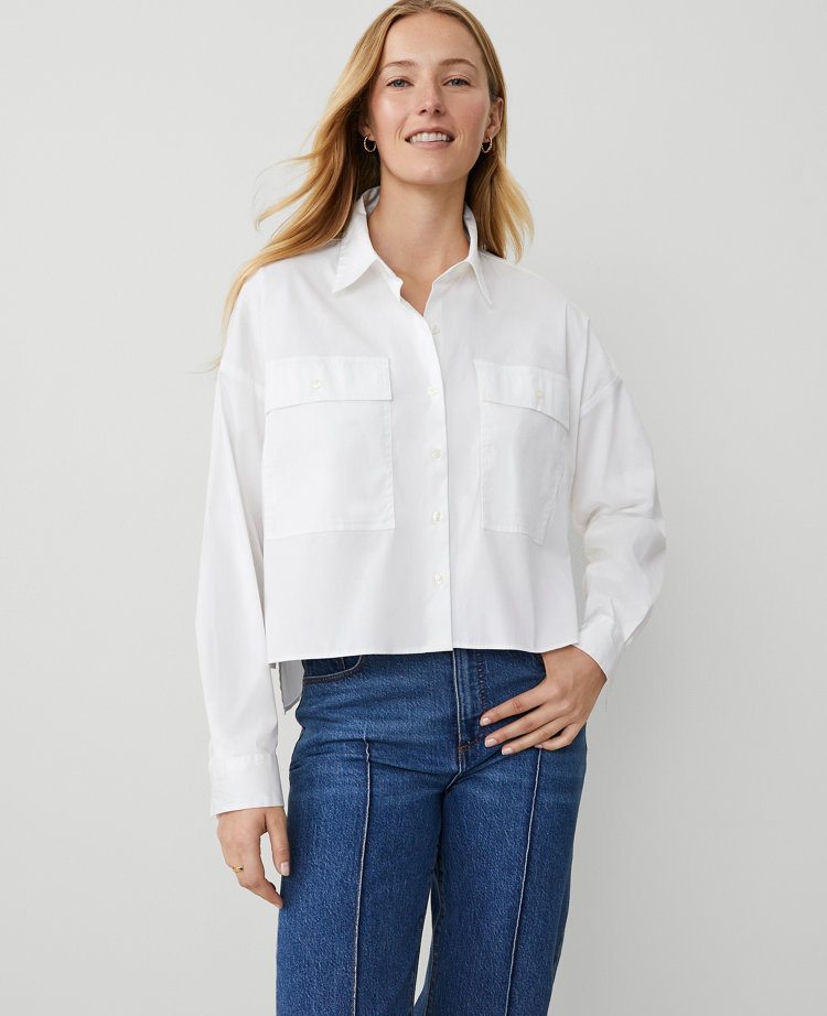 Weekend Collection Oversized Cropped Pocket Shirt
