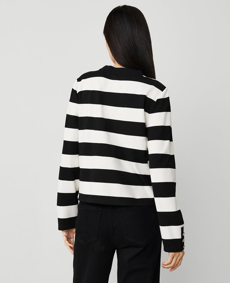 Stripe Button-Cuff Top