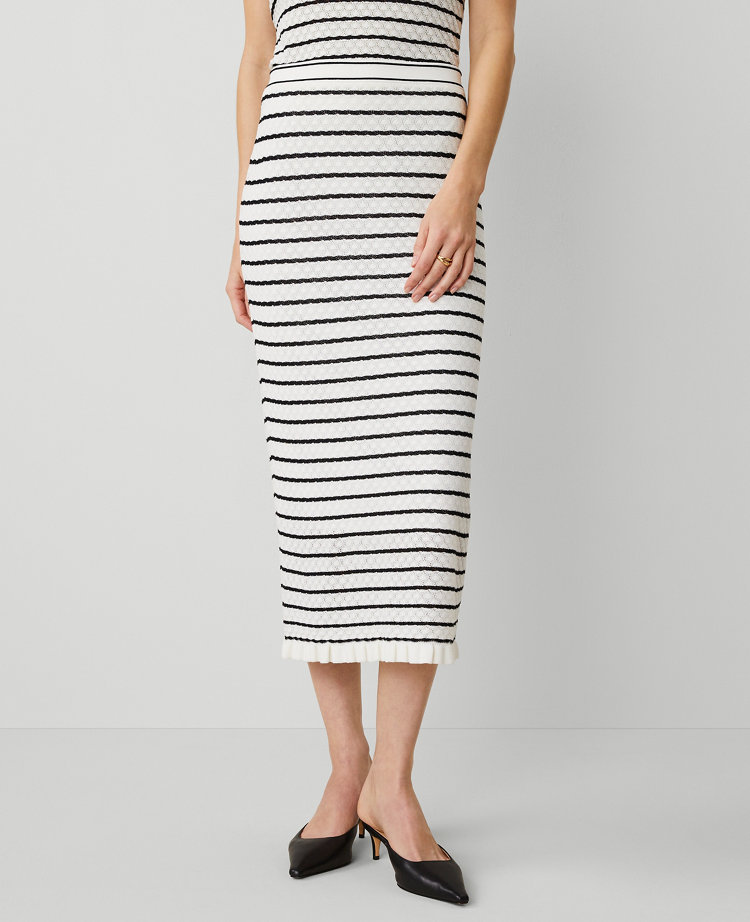 Striped Knit Textured Skirt