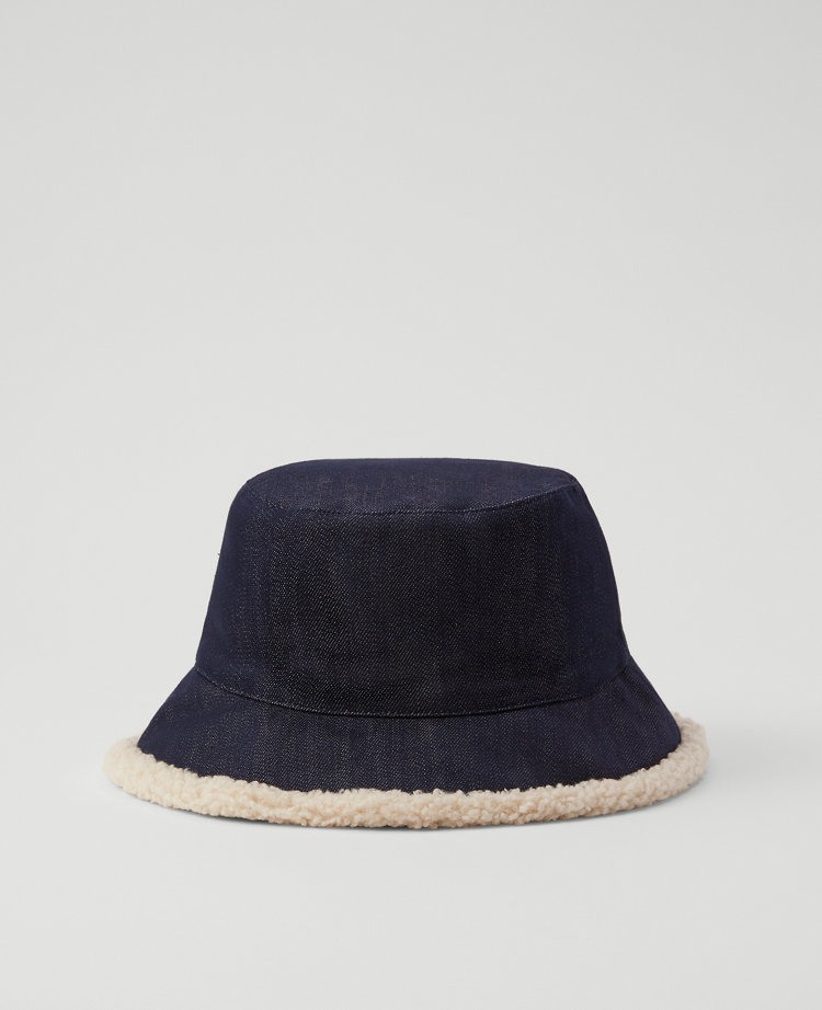 Sherpa Trimmed Denim Bucket Hat