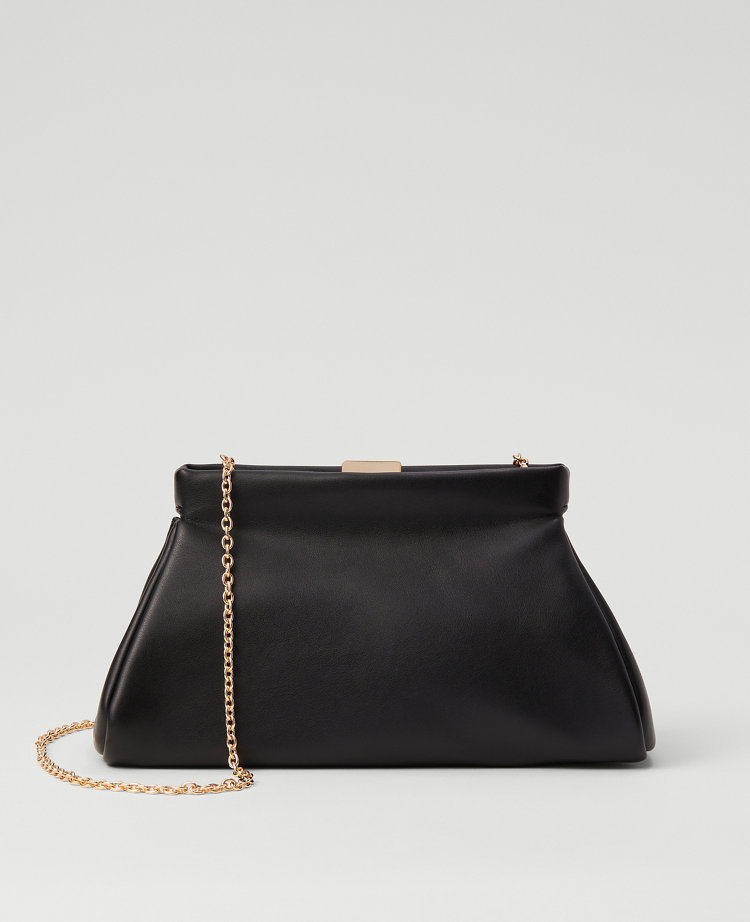 Black Leather Slouchy Clutch