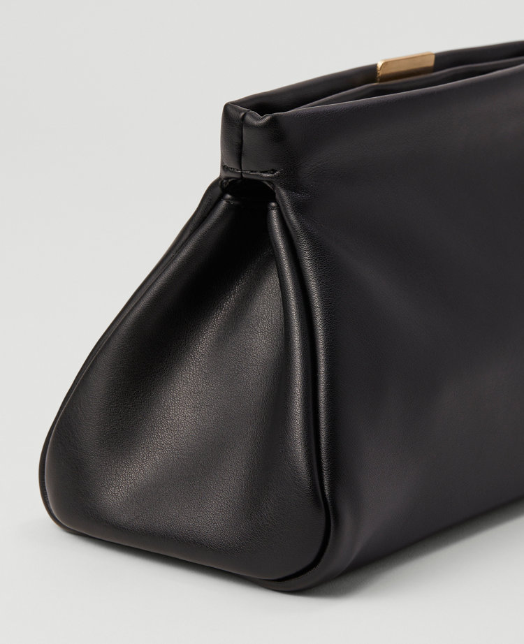 Black Leather Slouchy Clutch