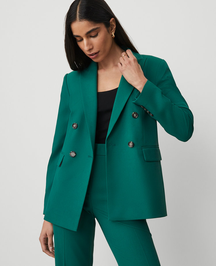 Ann Taylor The Tailored Blazer Textured Drape Fresh Evergreen Women's