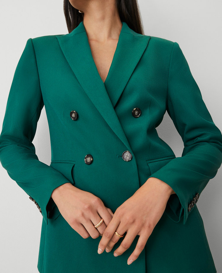 Ann Taylor The Tailored Blazer Textured Drape Fresh Evergreen Women's