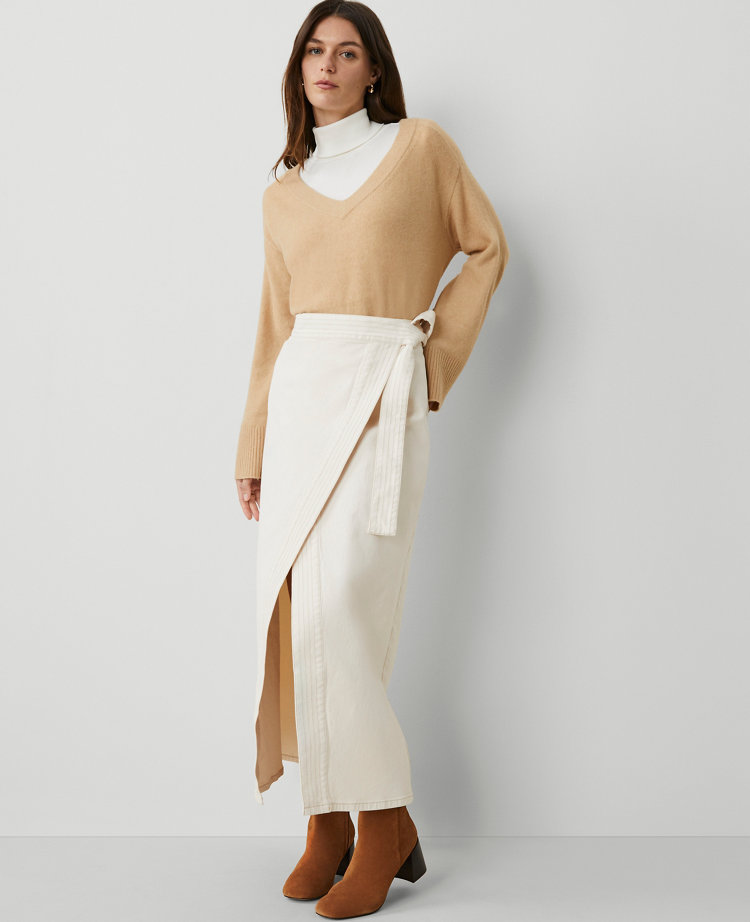 Weekend Collection Denim Wrap Maxi Skirt