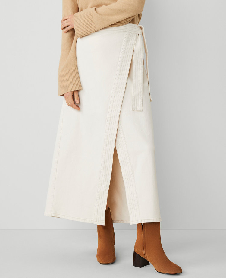 Weekend Collection Denim Wrap Maxi Skirt