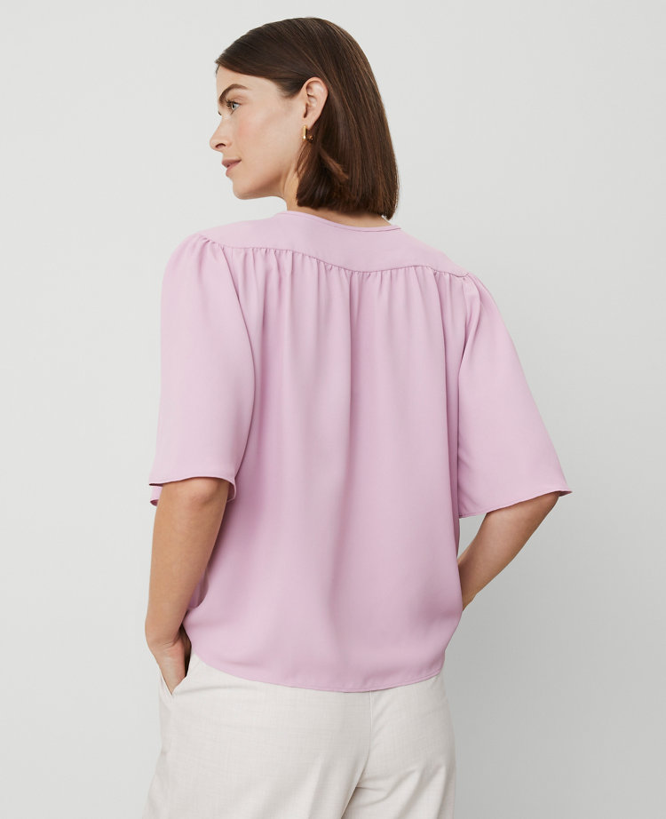 Ann Taylor Draped Sleeve Blouse Clean Lilac Women's