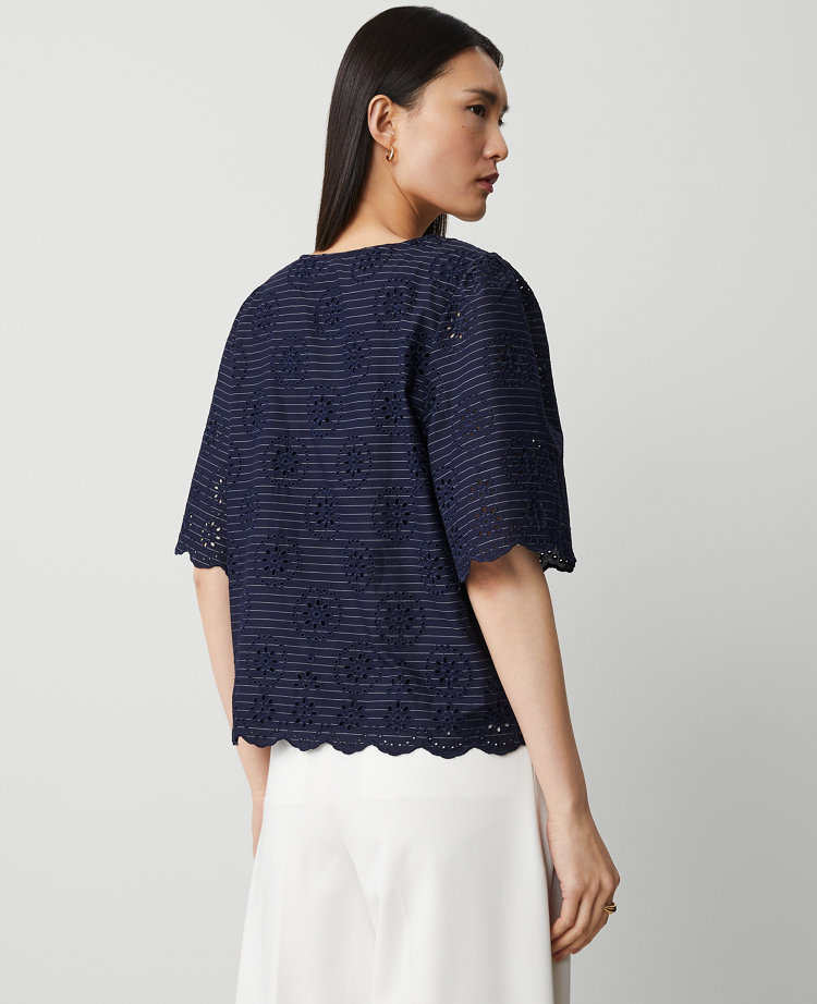 Eyelet Puff Sleeve Blouse