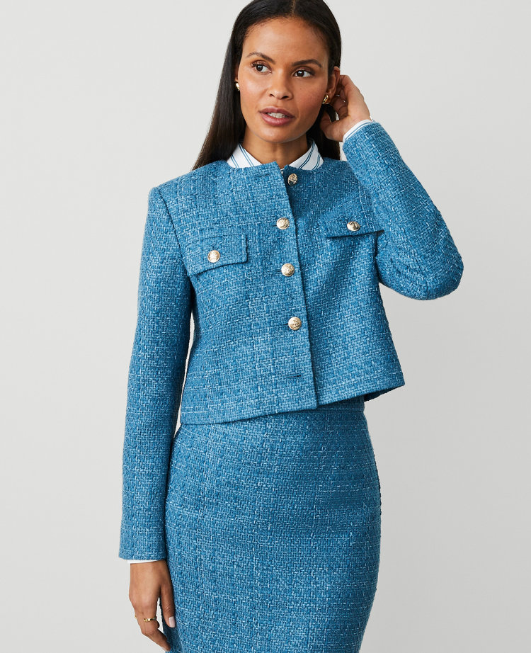 Petite Tweed Crew Neck Jacket