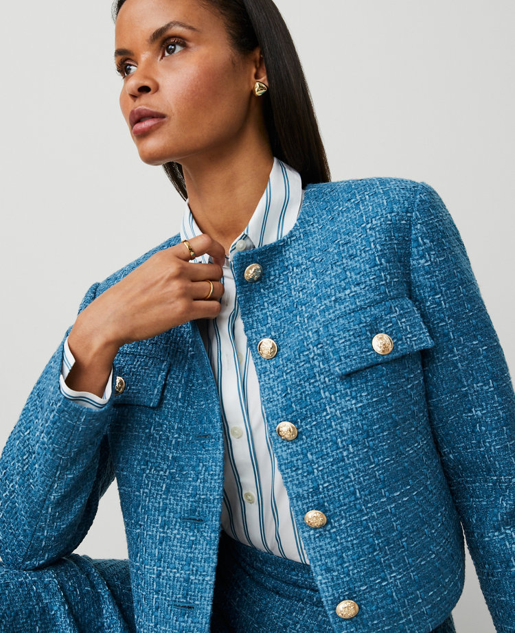 Petite Tweed Crew Neck Jacket