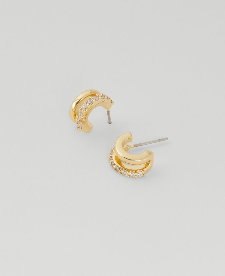 Demi Fine Double Hoop Stud Earrings