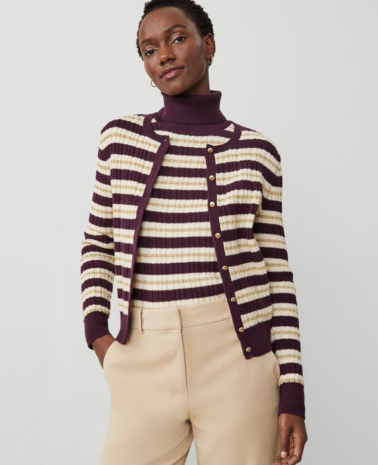 Petite Textured Stripe Cardigan