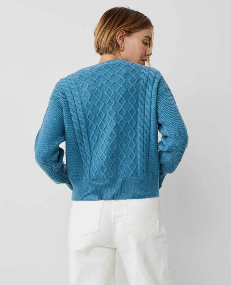 Petite Cable Henley Sweater carousel Product Image 3