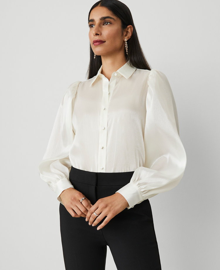 Organza Voluminous Collared Shirt