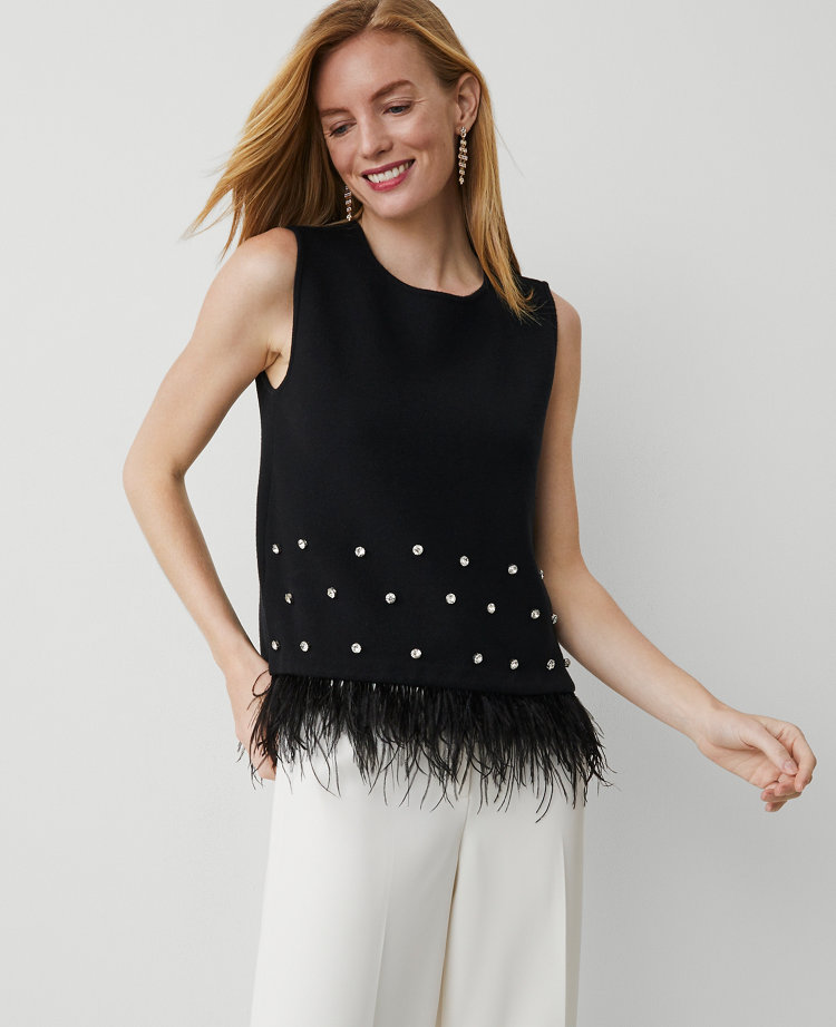 Petite Feather Embellished Shell