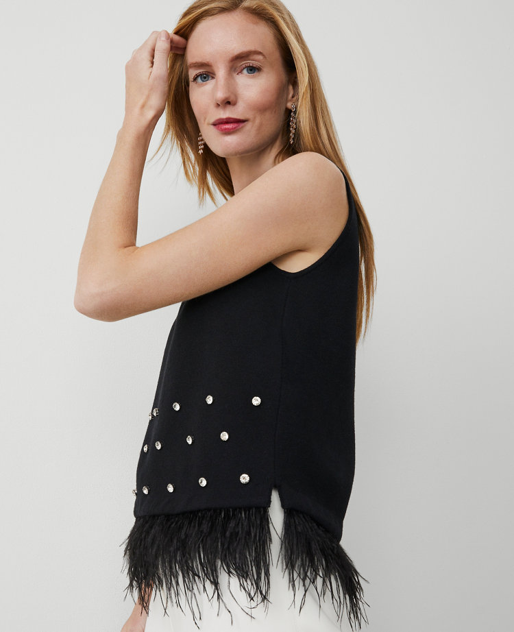 Petite Feather Embellished Shell