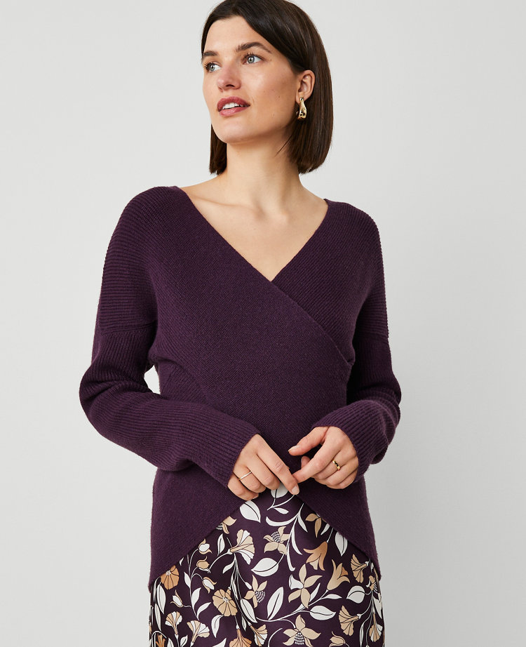 Petite Ribbed Wrap Sweater