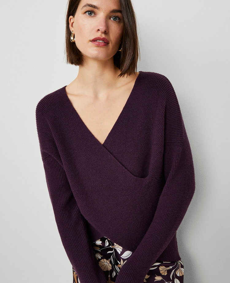 Petite Ribbed Wrap Sweater