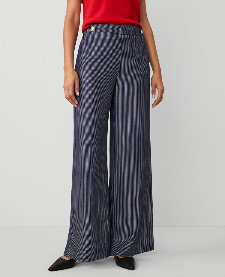 The Petite Wide-Leg Sailor Pant in Pinstripe