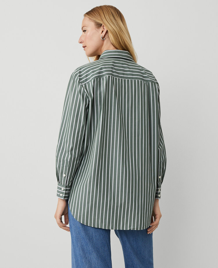 Petite Striped Pocket Tunic Shirt