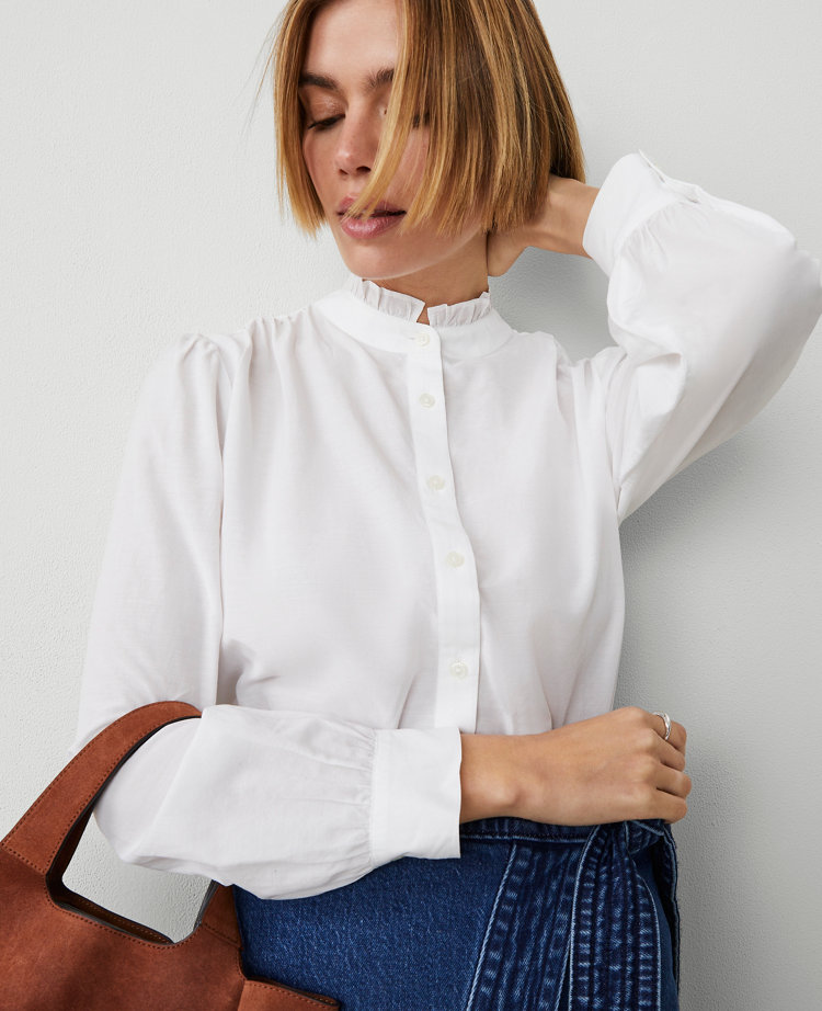 Petite Ruffle Neck Shirt