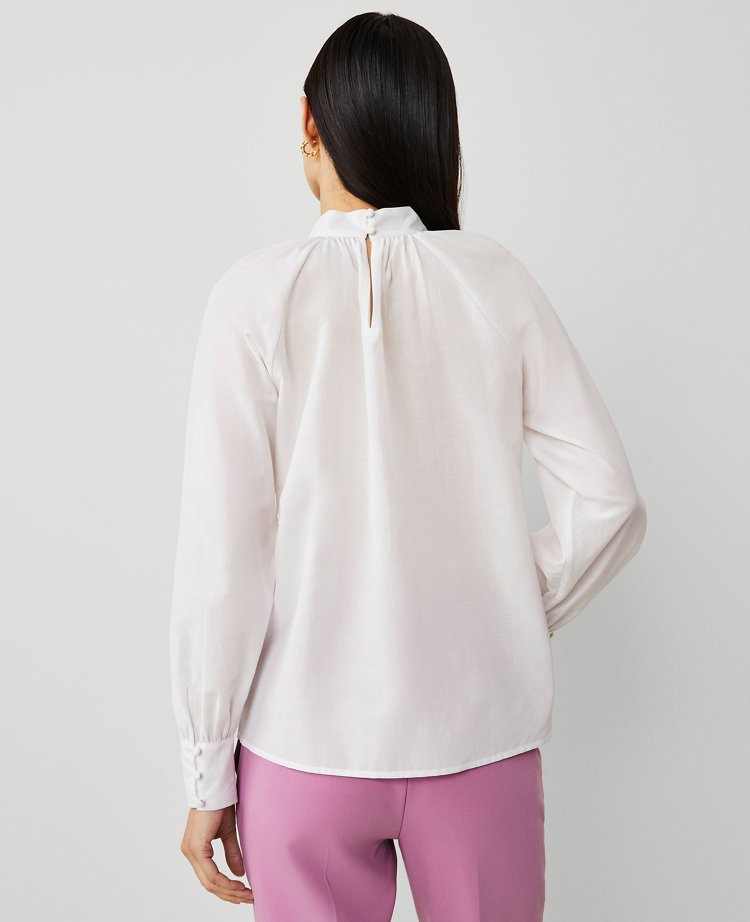 Mock Neck Shirred Front Popover