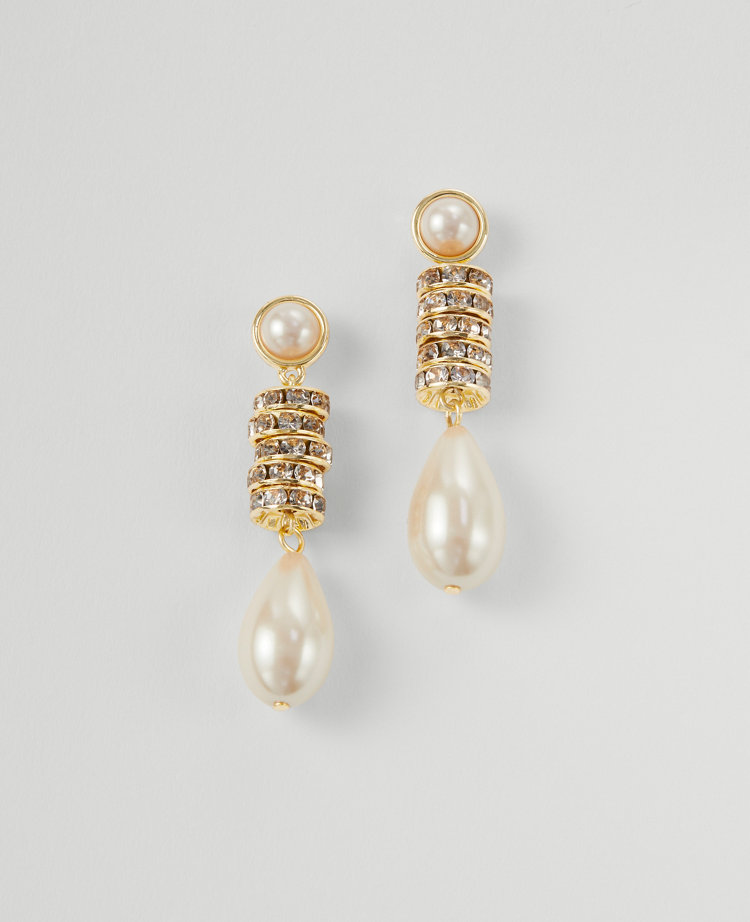 Crystal Disc Pearlized Drop Earrings