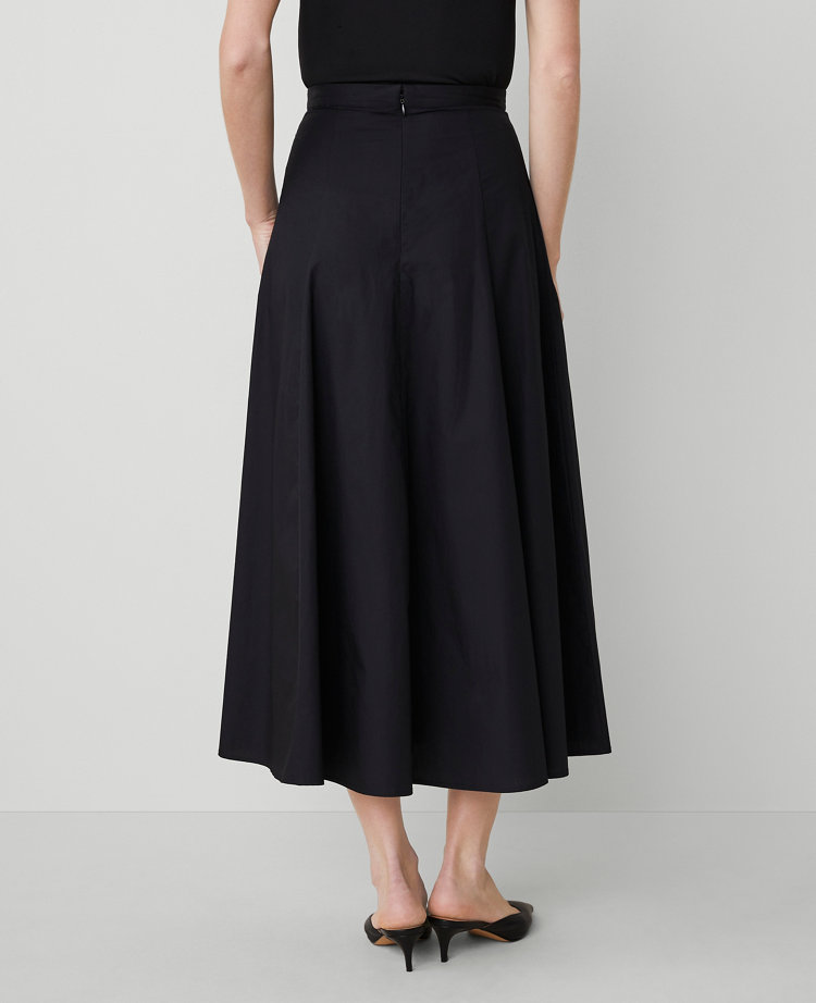 Poplin Gored Midi Skirt